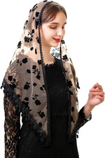 Triangle Lace Veil Mantilla Cathedral Head Covering Chapel Veil for Mass Wedding