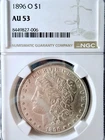 1896-0 1$ MORGAN NGC Graded Silver Dollar AU 53