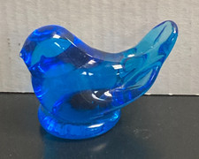 1992 Bluebird Of Happiness Figurine Bright Blue Blown Glass Signed Leo Ward 3.5  
