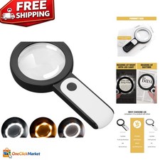 Convenient Handheld Magnifying Glass with 3 LED Modes - Perfect for All Details