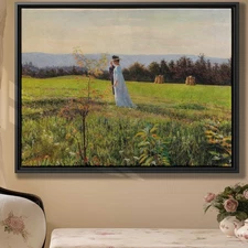 Rustic Rural Landscape Oil Painting Print Vintage Farmhouse Wall Art Decor