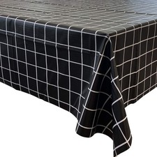 allgala Waterproof Check PVC Vinyl Tablecloth, 54x108", Black, Protective Design
