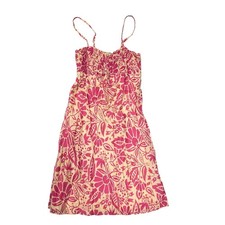 Vintage Free People Dress Spaghetti Strap Beaded Pink Floral Medium