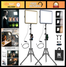 2-Pack Dimmable LED Video Light Kit with Tripod Phone Holder, 2800-6500K for S