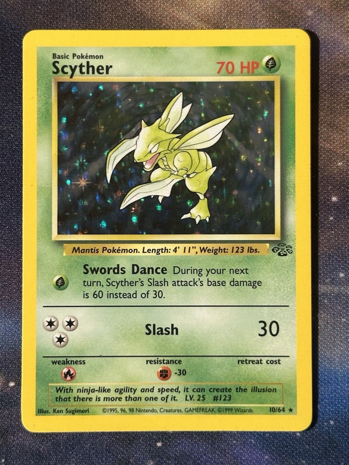 Scyther 10/64 Jungle Holographic Holo Rare Vintage Holo Rare Pokemon Card LP
