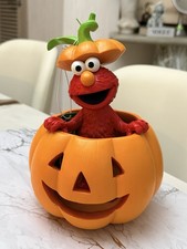 Sesame Street Elmo in Jack-O  -Lantern Pumpkin Halloween Figurine NWT Fall Decor