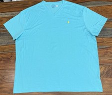 Polo Ralph Lauren Classic Fit V Neck Cotton T-Shirt Turquoise Blue Men s Sz XXL