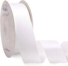 White Satin Ribbon Double Faced Satin 1-1/2 Inch X Continuous 50 Yards-White Rib