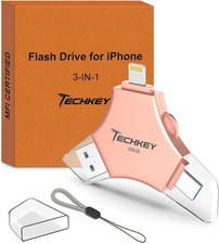MFi Certified USB 3.0 Flash Drive 256GB for iPhone 3in1 External Memory Photo Ke