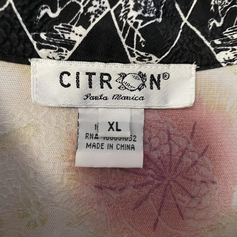 Blusa Citron Santa Monica Seda Asiática Top Guindaste Dragão Artístico Feminina Tamanho XL B25 - Imagem 3 de 4