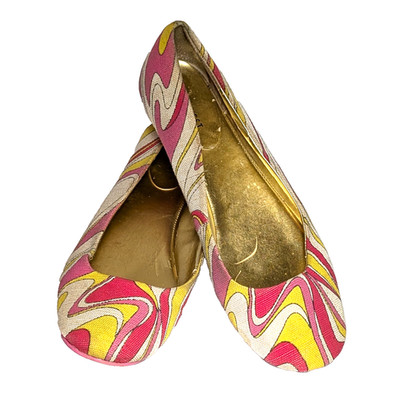 Nine West Psychedelic Swirl Canvas Ballet Flats Size 8 Pink Yellow Cream