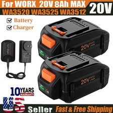 2Pack For WORX 20V 8.0AH MAX Extend Lithium-Ion Battery WA3525 WA3575 WA3520 US