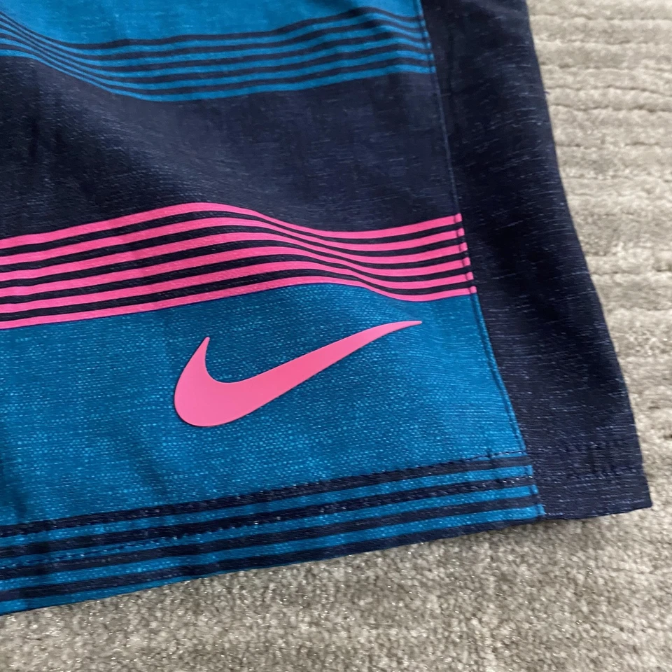 Nike Swim Trunks Shorts Mens Large Multicolor Stripe Drawstring Lined NESS9455 - Image 3 of 4