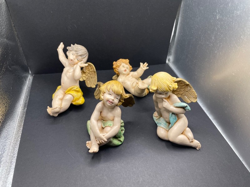 Vtg 4 Fontanini  Depose Italy Tumbling Cherubs Angels 578 975 976 977 Nativity