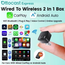 Ottocast Mini Dot Wireless CarPlay Adapter AndroidAuto Car Dongle USB w/Button