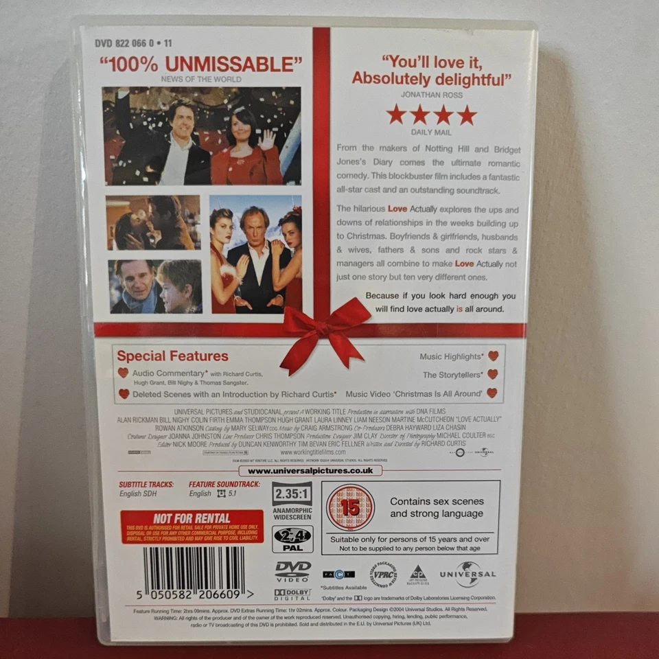 Love Actually (DVD '05) Classic British Christmas Movie Hugh Grant Emma Thompson - Image 2 of 3