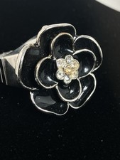 Watch Ring Jewelry Charm Charlie Gold Tone Black Floral Sparkly Parts Or Repair