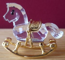 SWAROVSKI CRYSTAL MEMORIES ROCKING HORSE GOLD SADDLE 199447 NO CERTIFICATE