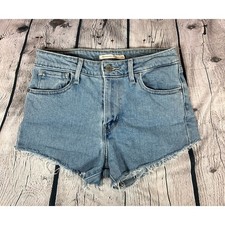 Levis 721 High Rise Skinny Altered Denim Shorts Light Wash Cut Offs Size 26