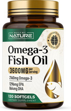 Extra Strength Omega 3 Fish Oil 3600mg EPA DHA Burpless 120 Softgels