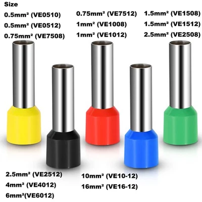 VE Kabel Kabel Pin Ende Schnürsenkel Aderendhülsen Klemmen Draht Crimp Verbinder - Bild 1 von 4