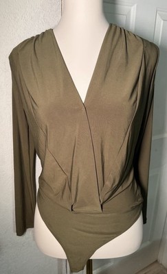 Haute Monde Olive One Piece Bodysuit Solid Women's Size S