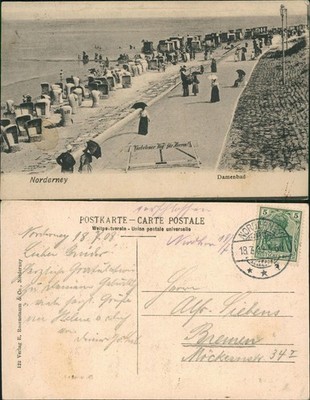 Postcard Norderney Forbidden Way for Men! Ladies Bath 1909