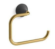 Kohler K-27428-BMB Tone Towel Ring - Matte Black with Moderne Brass