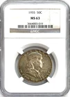1955 USA SILVER FRANKLIN HALF DOLLAR 50C COIN NGC MS 63 *COLOR NICER IN HAND*