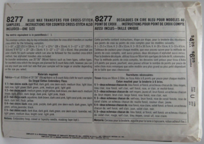 8277 Simplicity Sewing Pattern Crafts VTG Blue wax Transfer for