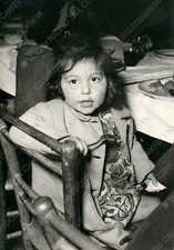 1953 ROVIGO Girl Lunch Kitchen of the Poor Pius XII Stamp Photograph