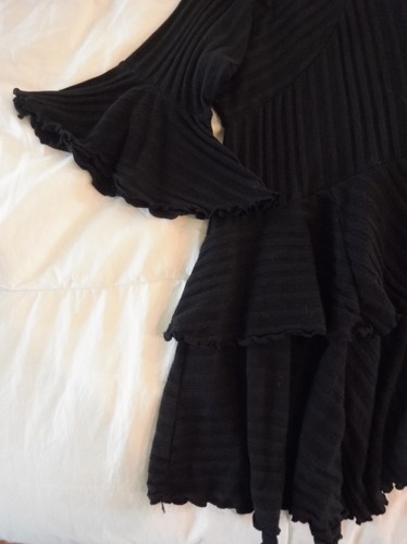 Free People Beach Gr. klein schwarz Rüsche Abdeckung Kleid Glockenärmel Goth Lolita - Bild 6 von 6