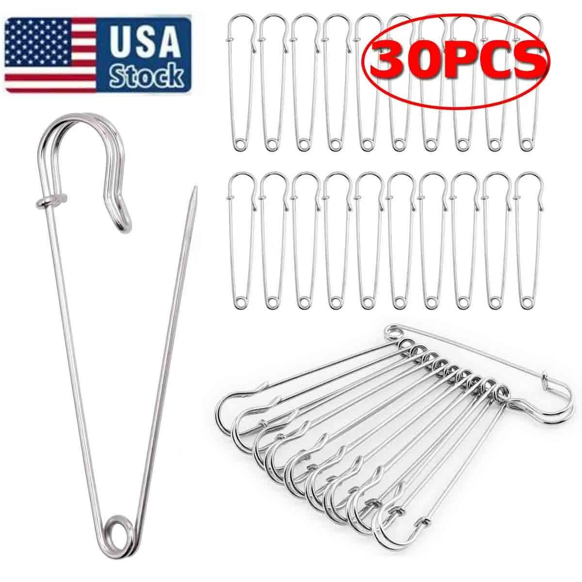 30PCS Safety Pins Large Heavy Duty Safety Pin 4inch Blanket Stainless Steel