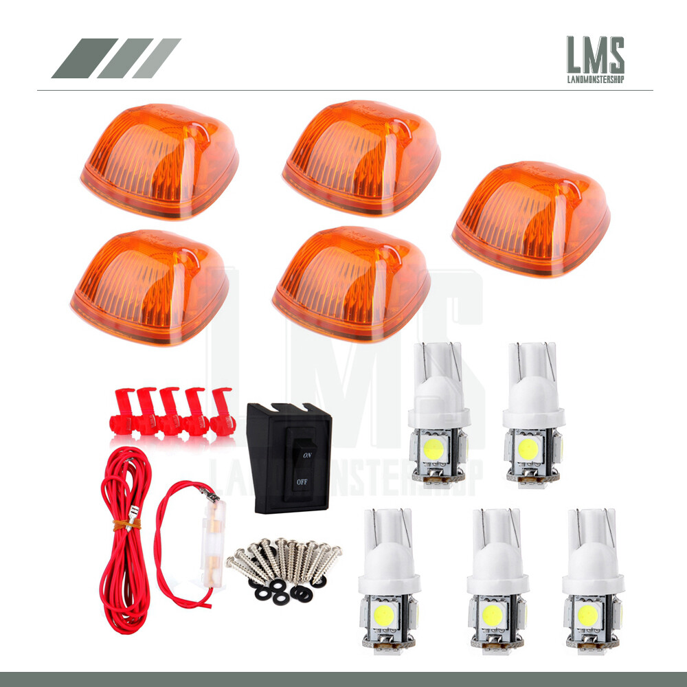 5Pcs T10 White LED Smoke Lens Cab Marker Running Lights for Dodge Ford Trucks