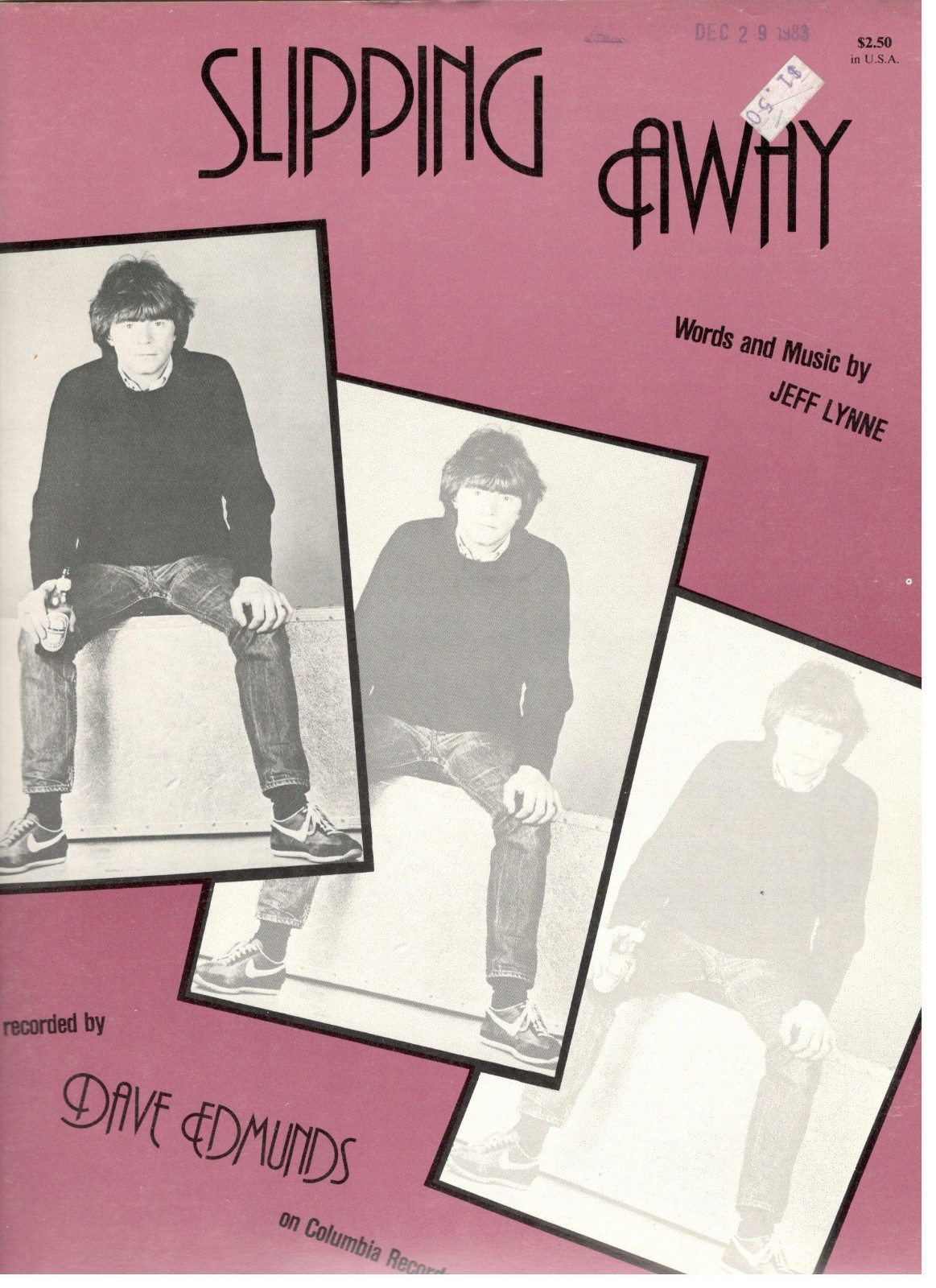 DAVE EDMUNDS "SLIPPING AWAY" SHEET MUSICPIANO/VOCAL/GUITAR/CHORDS1983