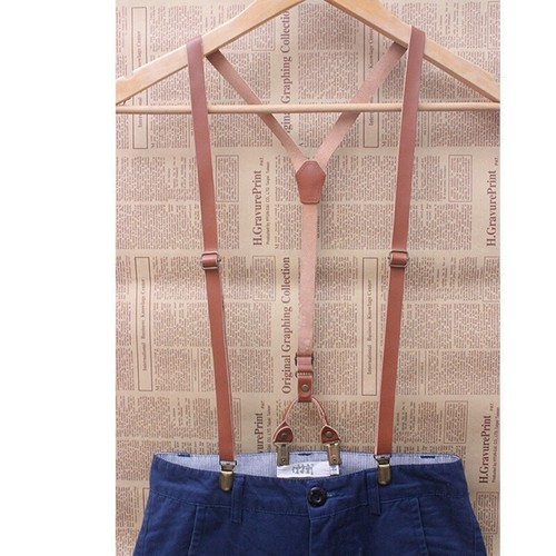 Mens Genuine Leather Adjustable Wedding Party Suspenders Y-Back Clip-On Braces - Picture 4 of 11