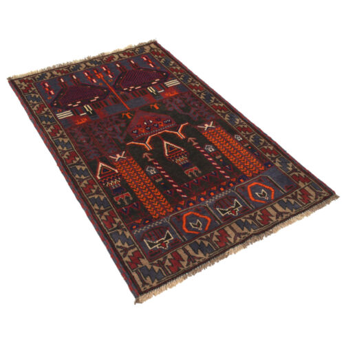 Vintage Handmade Afghan Traditional Prayer Design Wool Rug 2'8x4'6 ft -R19355 - Picture 3 of 6