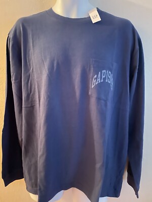 MEN'S GAP LONG SLEEVE, CREW NECK LOGO. POCKET T-SHIRTS SIZE L NWT