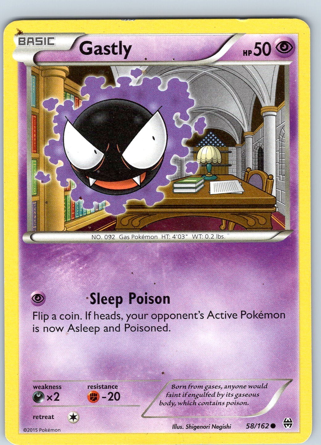 Pokemon TCG Gastly XY BREAKthrough 58/162 Regular Common Card Played LP