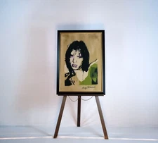 Mick Jagger by Andy Warhol reproduction print framed under glass.