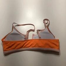 Zaful Bikini Top Womens Size 10 Ribbed Purple Orange Colorblock V Wired NEW