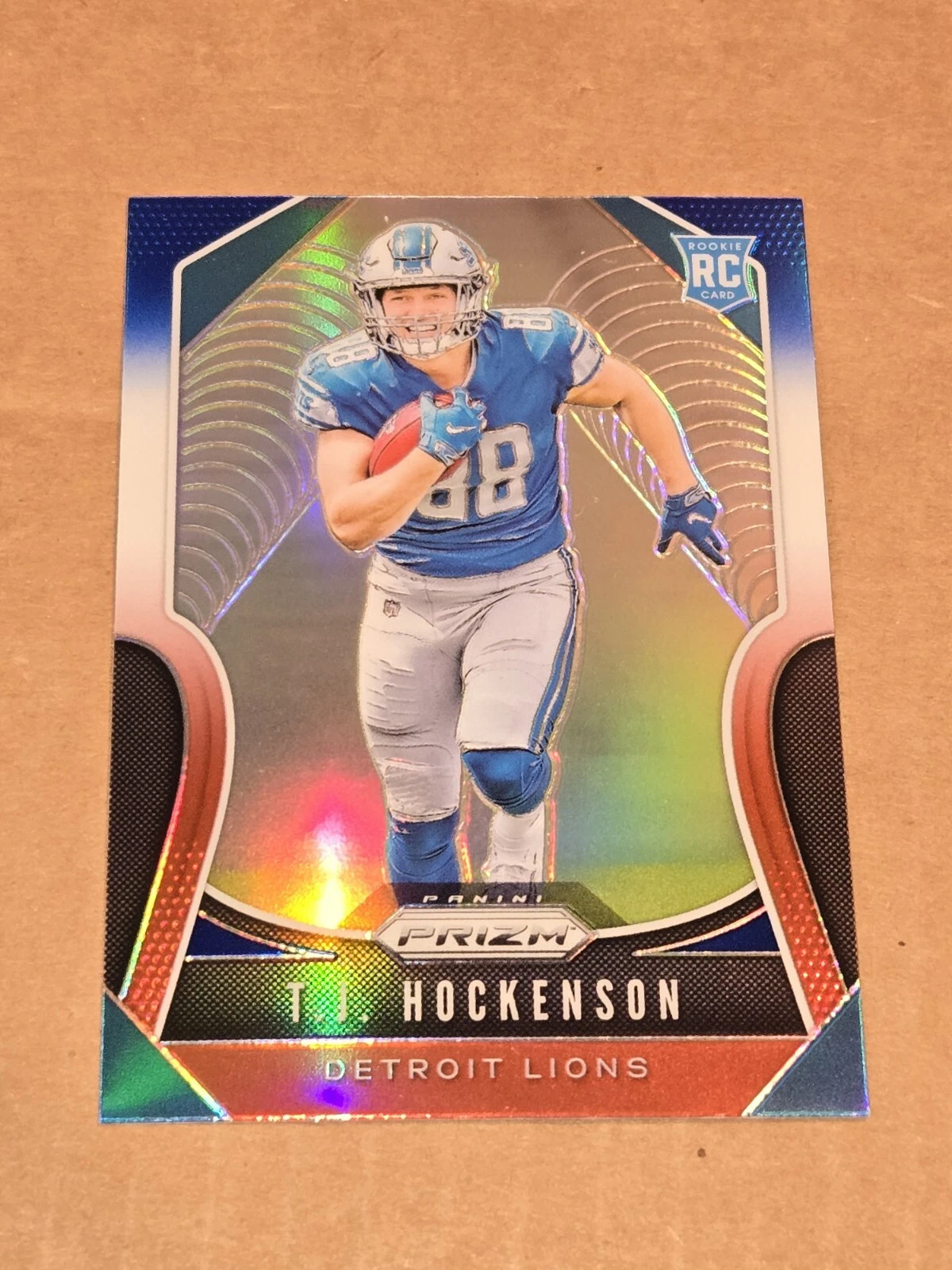 2019 Panini Prizm Football T.J. Hockenson RED WHITE BLUE PRIZM ROOKIE SP