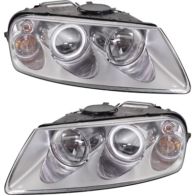 Headlight Set For 2004-2007 Volkswagen Touareg Left and Right with Bulb Halogen