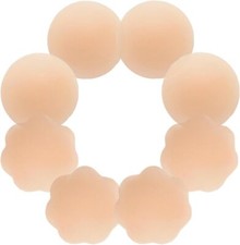 CHARMKING Pasties Nipple Covers 4 Pairs for Women, Reusable Adhesive Beige