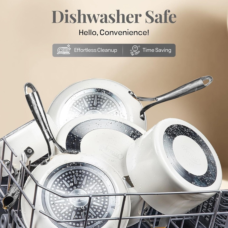 12 Pc Ceramic Pots and Pans Set Non Stick Cookware Set, Kitchen