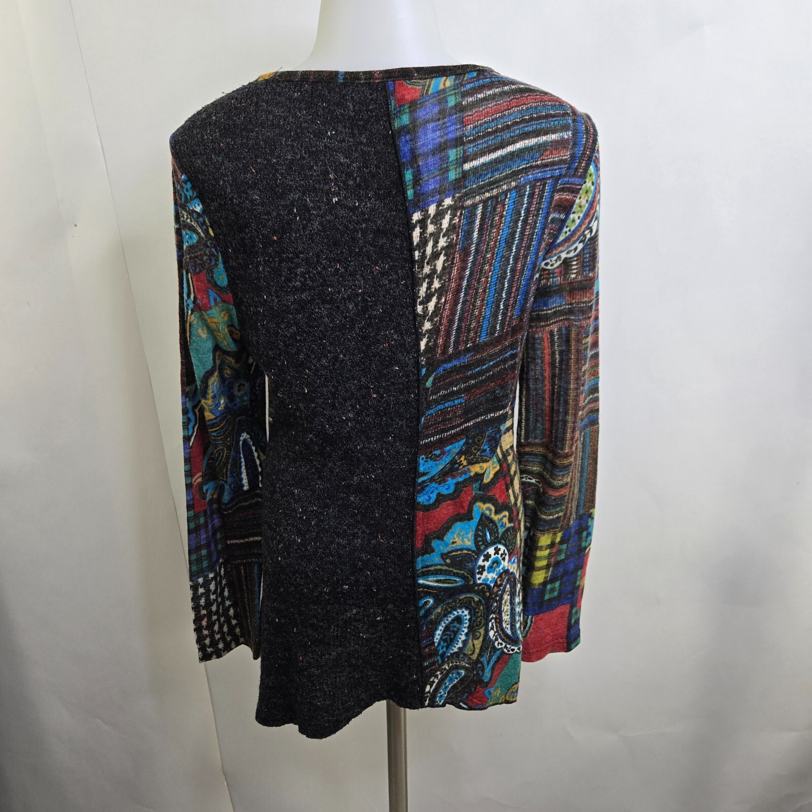 Vintage Concept Top L Patchwork Pattern Black Kni… - image 8