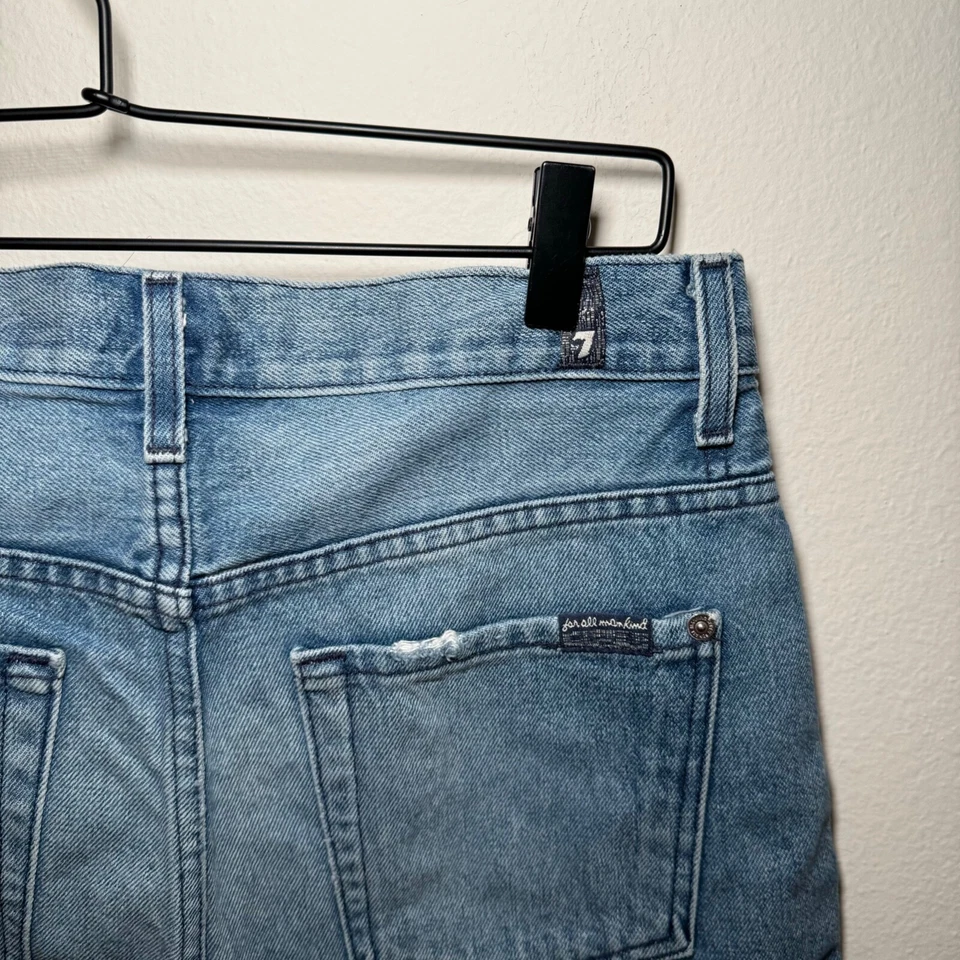 Pantalones Cortos de Jean 7 For All Mankind Para Mujer Talla 27 Azul Lavado Medio Corte Festival Foto 4 de 4