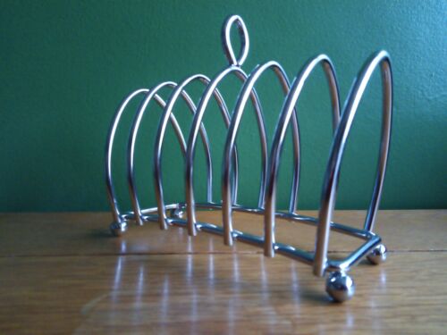 Preowned Vintage Art Deco Design Chrome Toast or Letter Rack Holds Six Slices - 第 4/5 張圖片