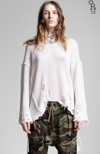$495 New R13 Shredded Side Slit Sweater Medium - Picture 8 of 12