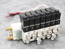 AirTac Wired Solenoid Valve Manifold with 7 Solenoid Valves 4V110-06